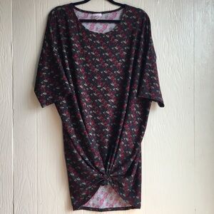 LuLaRoe Rose Printed Valentines Day Top Scoop Neck